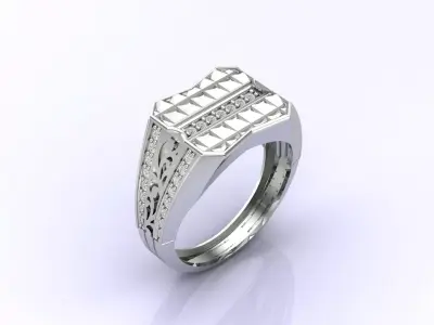 Print Ready STL 3DM  Gents Rings Diamond Men Ring  3D print model 163