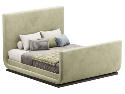 Double bed with upholstered headboard 3D model