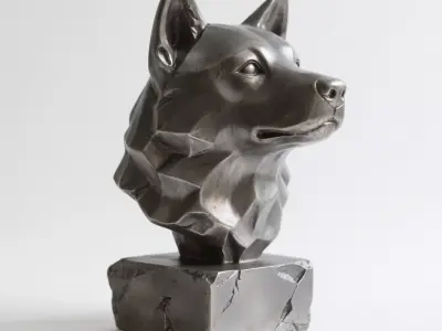 Dog head sculpture 3D print model buy