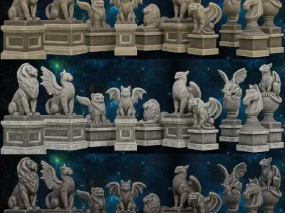 Sculptures Pack Low-poly 3D model