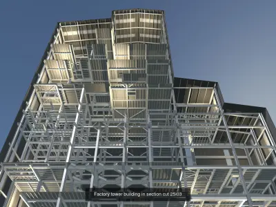 Buildings in section cut set 02 3D Model Collection