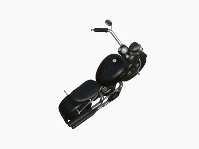 Motorcycle Cartoon A13 Full Black - Custom Vehicle Design Low-poly 3D model