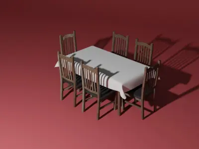 Dinner table and chairs 3D model