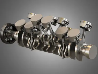 Crankshaft With Pistons - V12 Engine 3D model