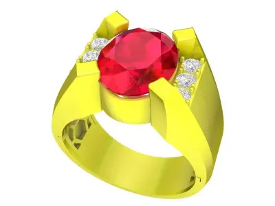 A7614 Luxury Diamond Oval Fashion Men Ring 3D print model