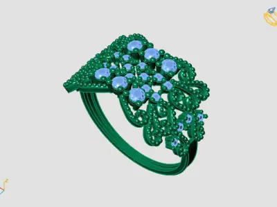 Women Ring Diamond Stone STL 3DM Lightweight Printable 3D print model 58