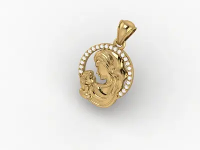 Pendant Mother with Child 3D print model