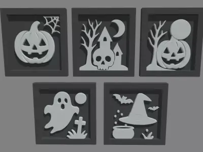Halloween Pictures Frames 03 Low-poly 3D model