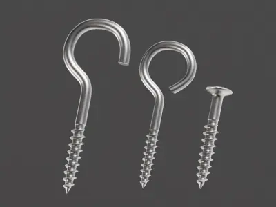 Screw hooks 02 Low-poly 3D model