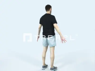 Portrait 09B Animated Rigged Sports Man Low-poly 3D model