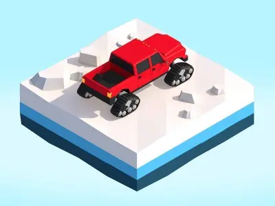 Cartoon Low Poly Snow Jeep Vehicle Low-poly 3D model