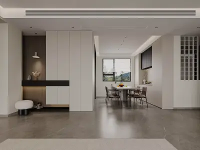 Modern living room dining room interior scenes 187 3D model