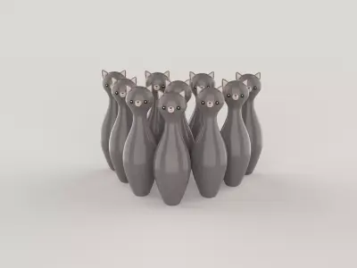 Cartoon Ratel Bowling And Ball Bowling Low-poly 3D model