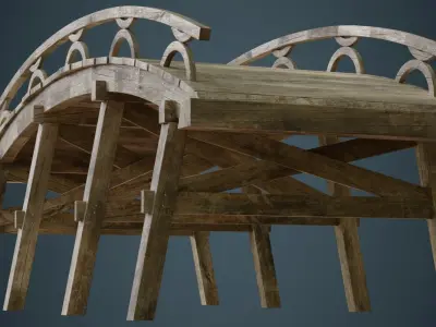 Plank Bridge 1A Low-poly 3D model
