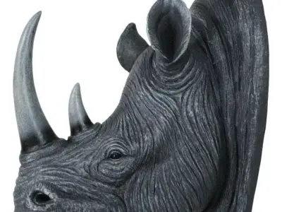 Wildlife Statue Monolith Pachyderm Asian African Rhinos Animal Low-poly 3D model