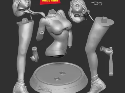 Female baseball player  3D print model