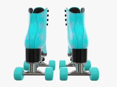 Quad roller skates with boots 3D model