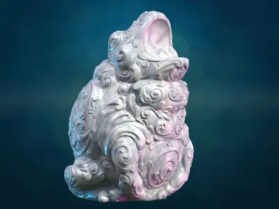 Marble Toad Frog PBR Low-poly 3D model