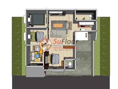 House 9x10m code 470- Sketchup 3D model 3D model 3D model