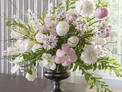 Flower Set 058 Tulips carnation delphimium astilbe 3D model