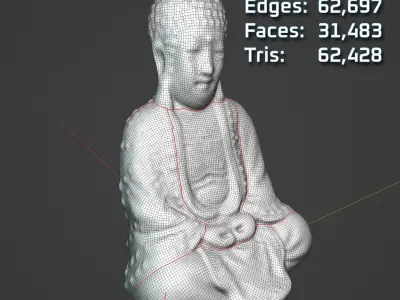 Buddha Metal Sculpture - 3D Scan Low-poly 3D model