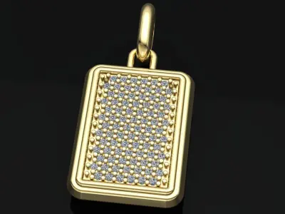 Diamonds Gold Bar Pendant 3D Model 3D print model