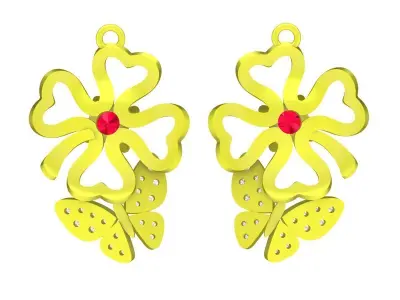 A6788 Luxury Diamond Flower Butterfly Women Pendant 3D print model