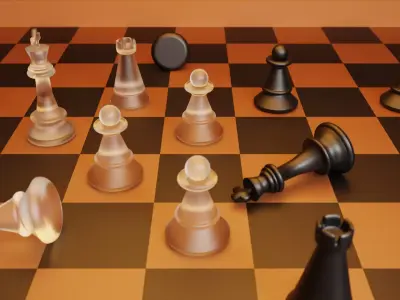 Glass Chess Low-poly 3D model