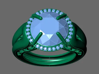 Womens Rings With Stone Ring Ready STL 3DM Models Rings women 3D print model 34
