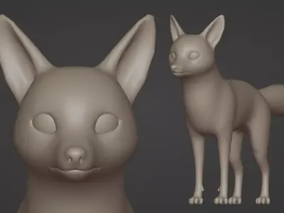 Realistic Fox Base Mesh Low-poly 3D model
