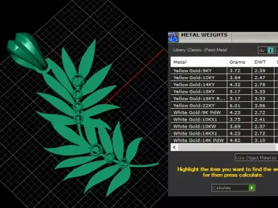 gold leaf pendant 3D print model