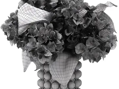 ceramic vase of hydrangea 3D model