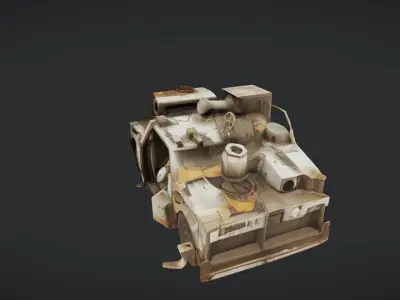 rusty  scrapped disassembled car parts 3D model