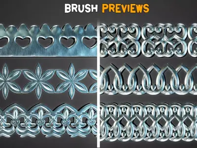 50 Ornamental Trim Brushes   Vol 46 Low-poly 3D model