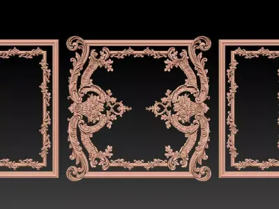 Ornamental Relief CNC Model for Wooden Doors and Wall Panels 2A 3D print model