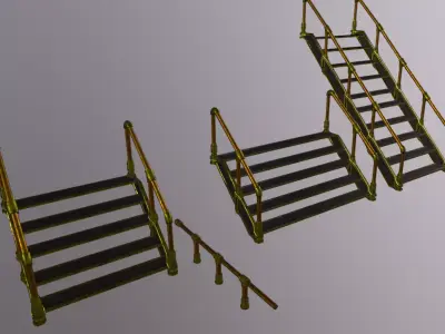 Stairs Steel Low-poly 3D model