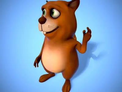 cartoon beaver Low-poly 3D model