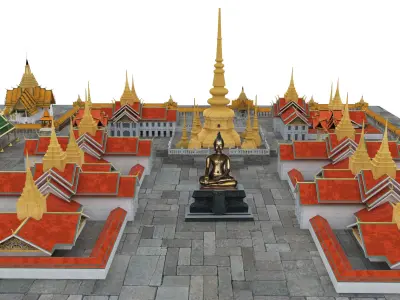 Thailand architecture  Low-poly 3D model