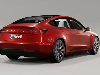 Tesla Model 3 2024 With Interior 3D model purchase