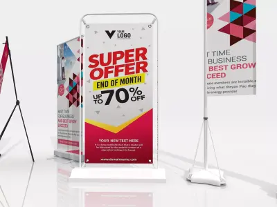 Banner Roll-up Stand 3D model