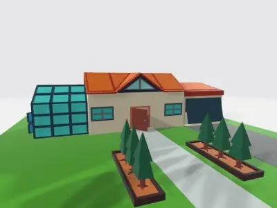 Animated House for game ready animation low poly cartoon Free low-poly 3D model