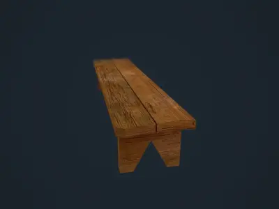 Wooden Bench Low-poly 3D model