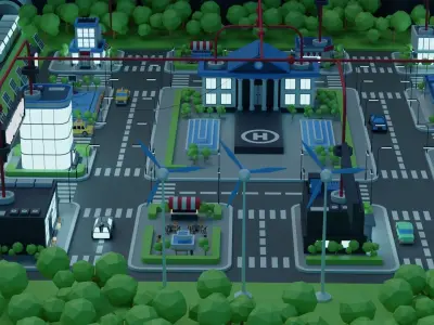 City Town Lowpoly  3D model