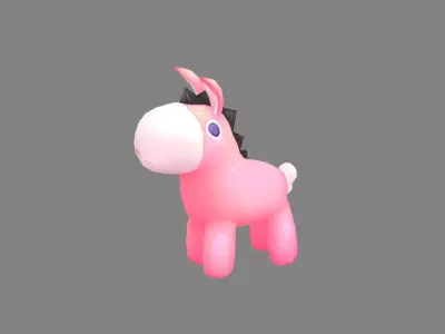 cartoon pink pony balloon - pink donkey Low-poly 3D model