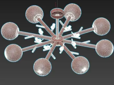 finch light fixture with six balls 3D model