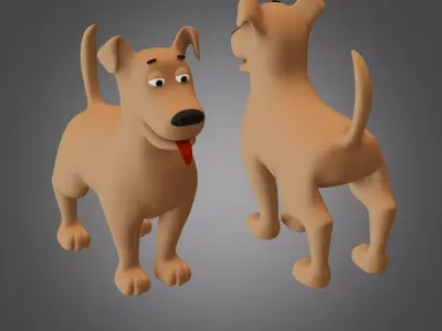 Cartoon Dog Subdivision Ready for Film Low-poly 3D model