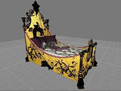 Golden bed 3D model