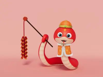 Rigged Cartoon Snake 3D model