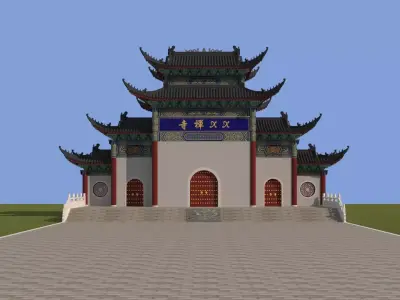 Traditional Chinese Temple Gate 3D Model Low-poly 3D model