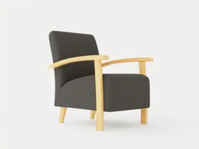 Tennessee armchair oiled oak Low-poly 3D model